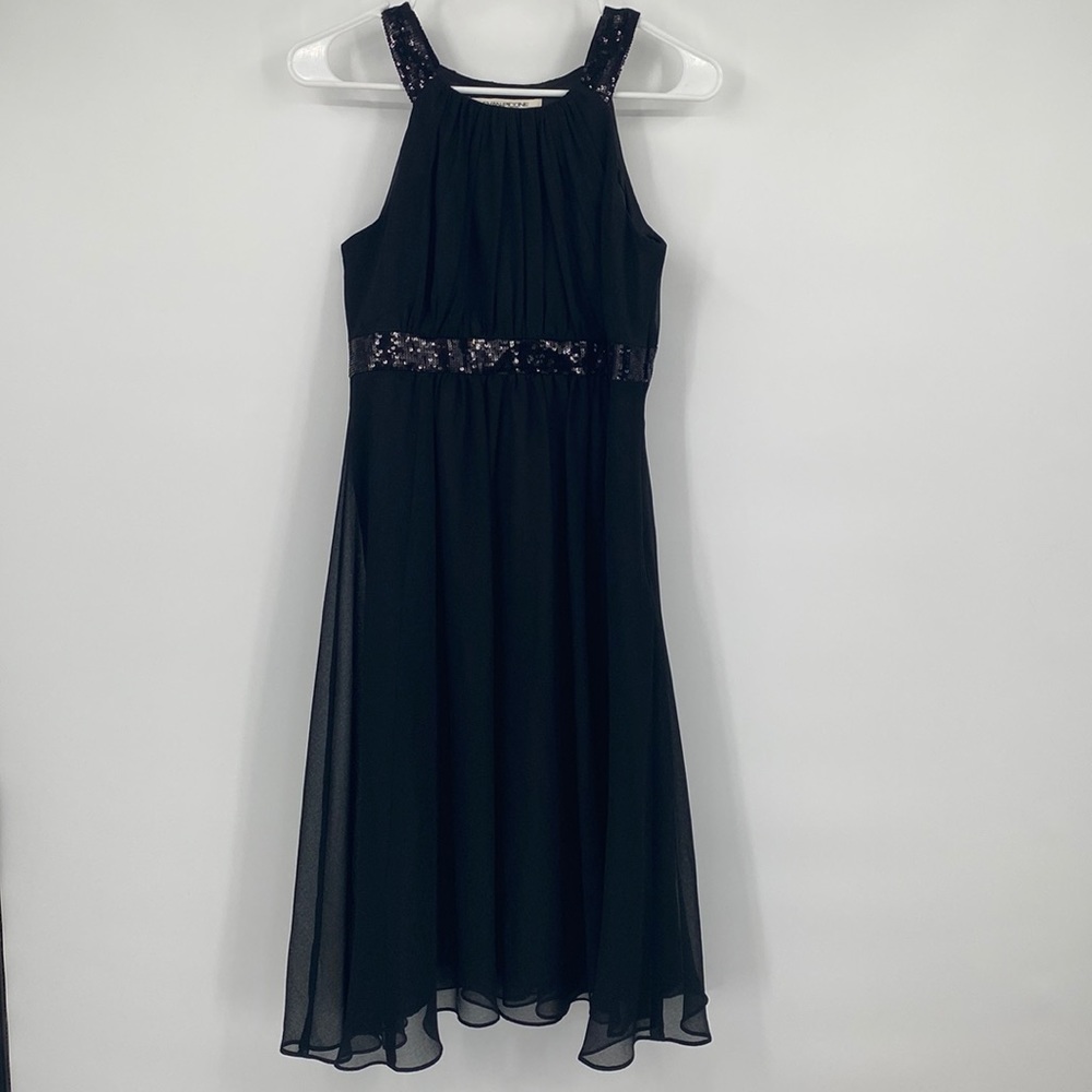 Evan Picone Black High Neck Sequin Midi Dress